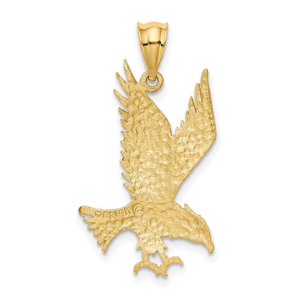 14k Yellow Gold 16 mm Polished and Diamond-cut Eagle Pendant (1.45 grams)