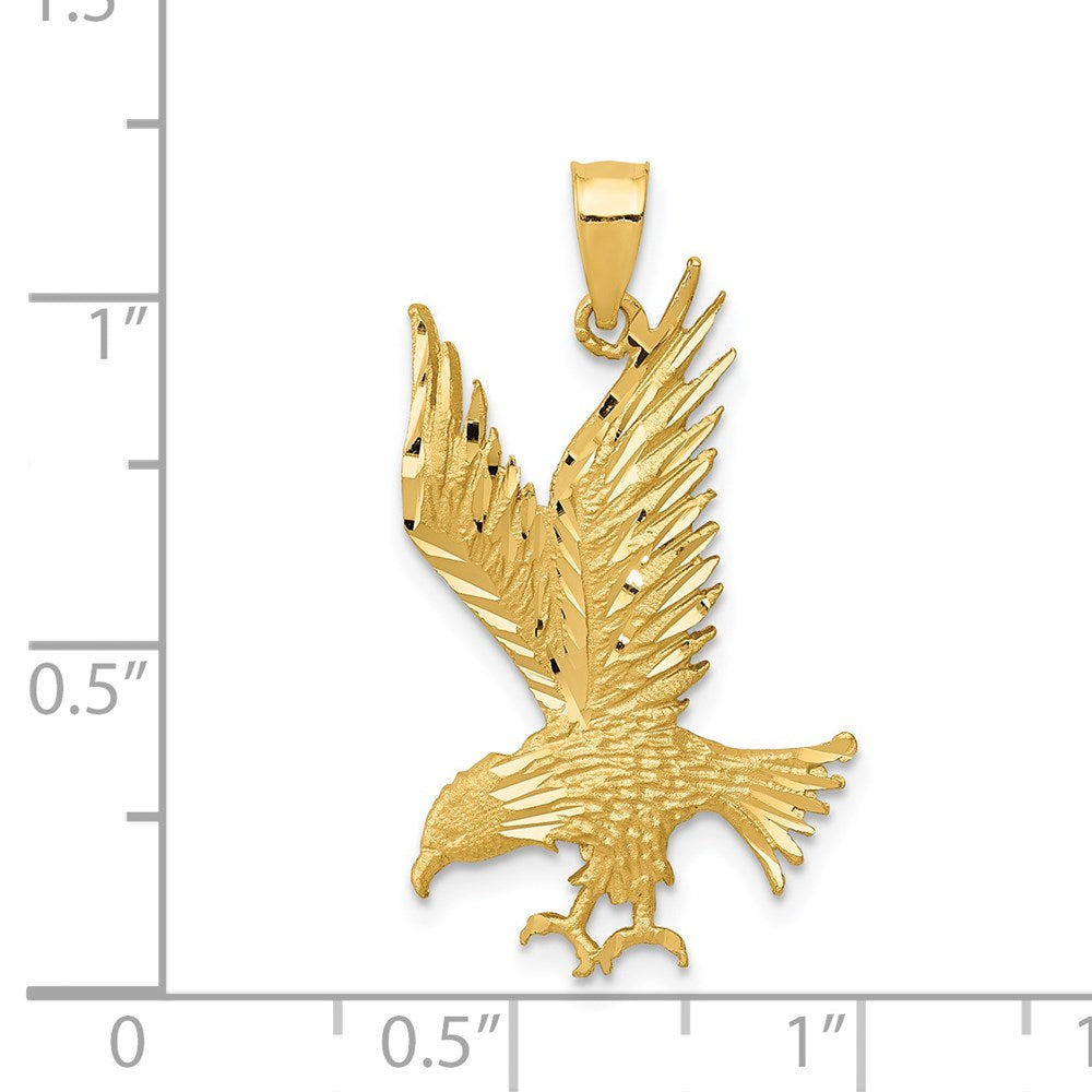 14k Yellow Gold 16 mm Polished and Diamond-cut Eagle Pendant (1.45 grams)