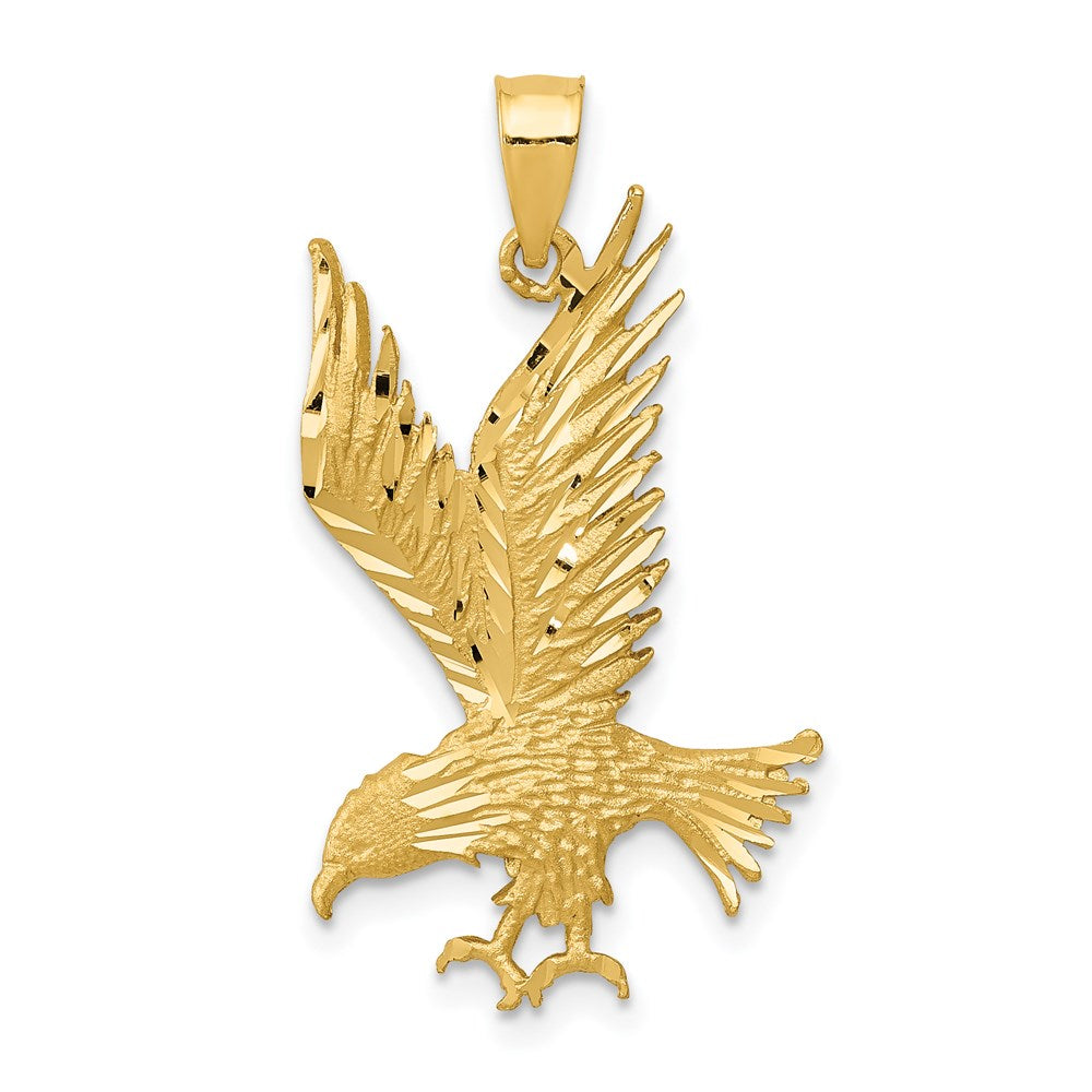 14k Yellow Gold 16 mm Polished and Diamond-cut Eagle Pendant (1.45 grams)