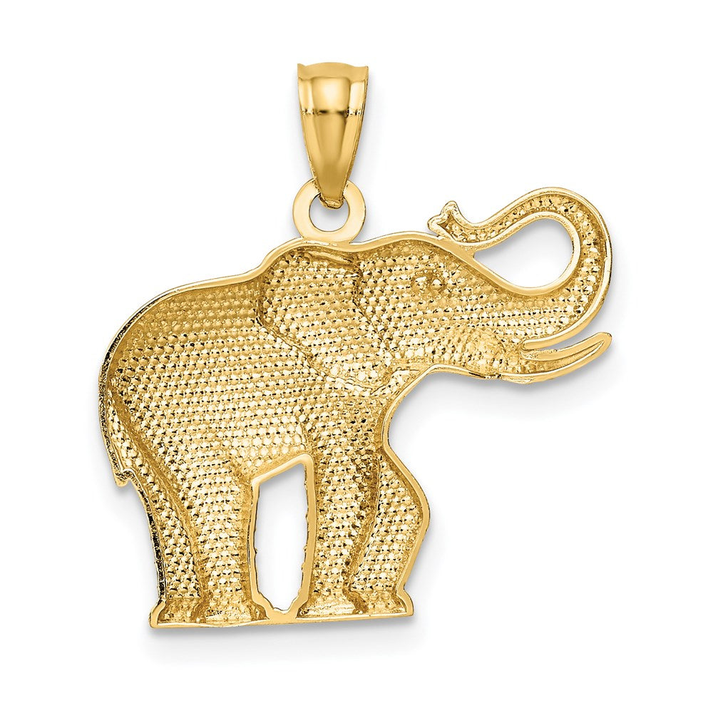 14k Yellow Gold 21 mm Polished / Satin Elephant Pendant (1.23 grams)