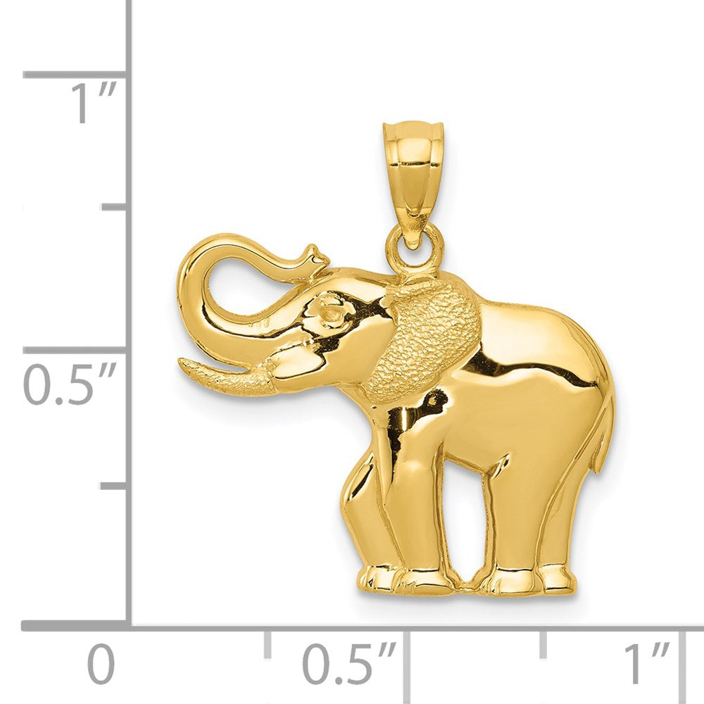 14k Yellow Gold 21 mm Polished / Satin Elephant Pendant (1.23 grams)