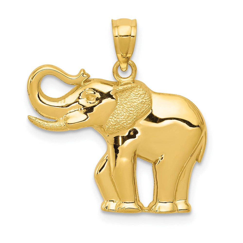 14k Yellow Gold 21 mm Polished / Satin Elephant Pendant (1.23 grams)