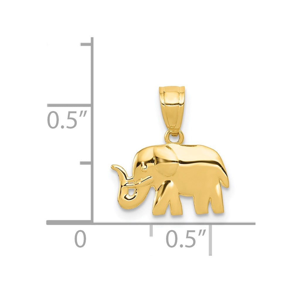 14k Yellow Gold 13 mm Polished Elephant Pendant (0.61 grams)