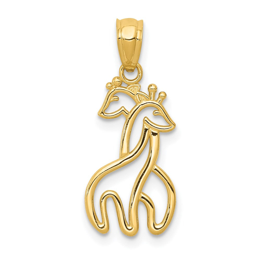 14k Yellow Gold 10 mm Polished Interlocking Giraffes Pendant (0.63 grams)