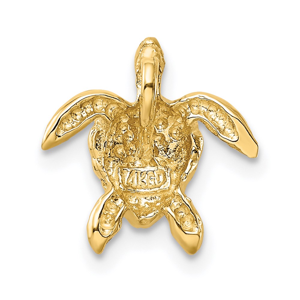 14k Yellow Gold 12.5 mm Polished Small Sea Turtle Chain Slide (1.1 grams)