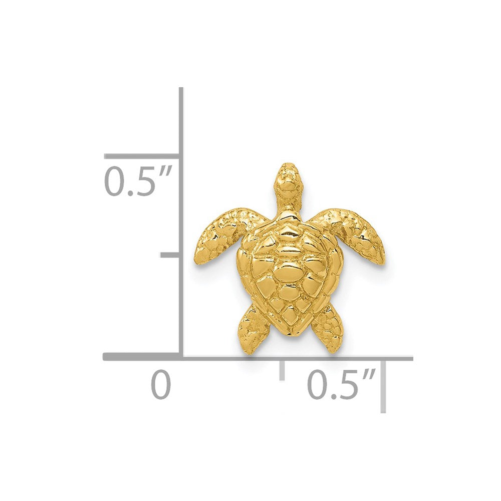 14k Yellow Gold 12.5 mm Polished Small Sea Turtle Chain Slide (1.1 grams)