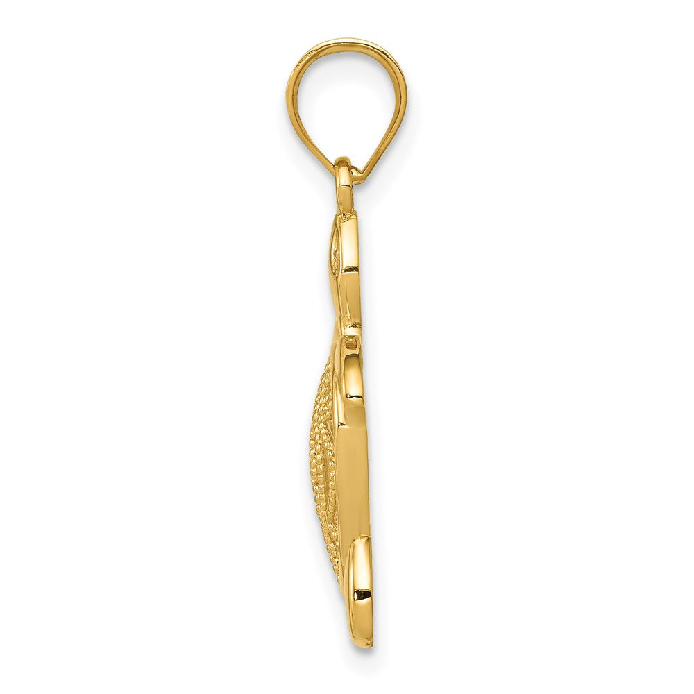 14k Yellow Gold 22 mm Polished Filigree Sea Turtle Pendant (0.97 grams)