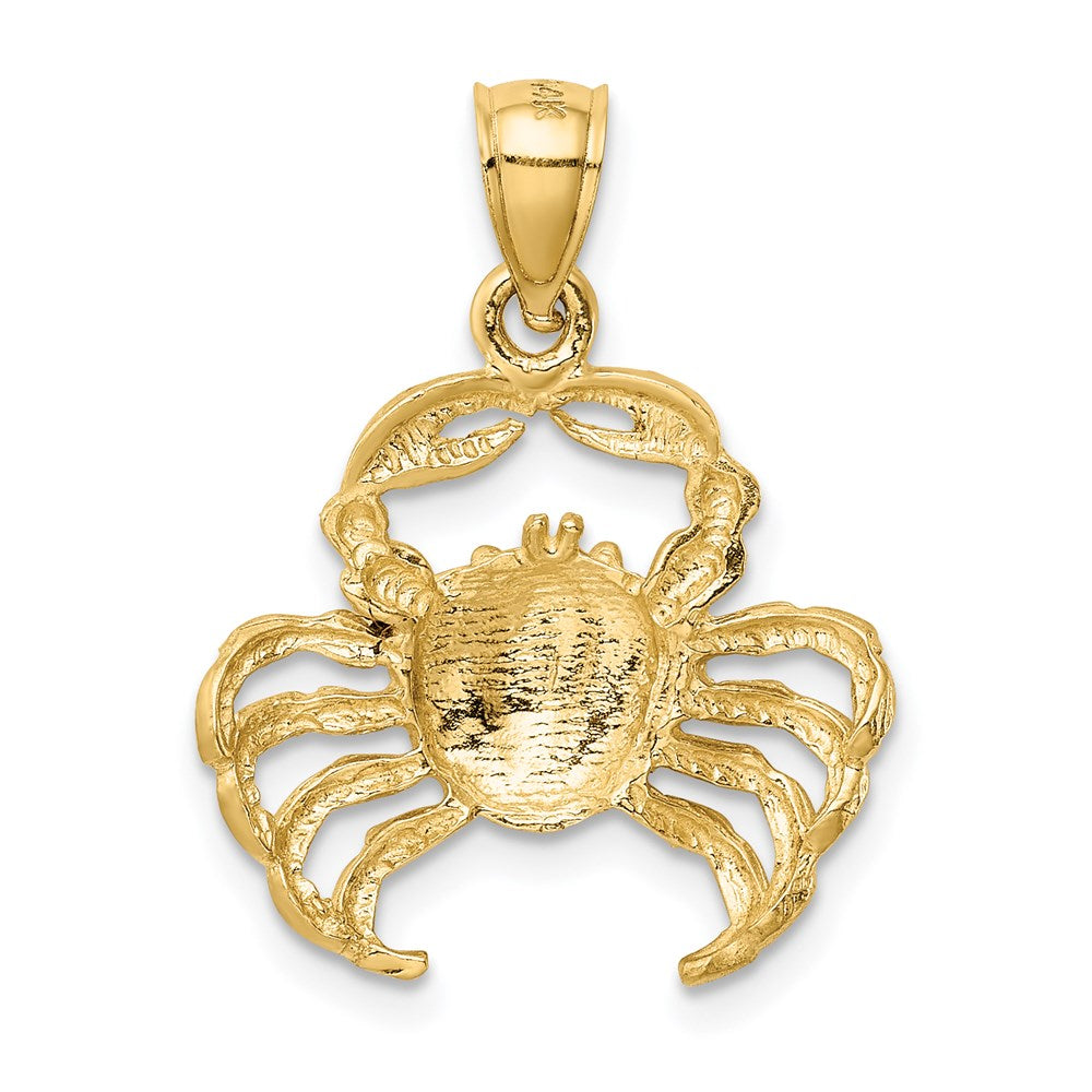 14k Yellow Gold 19 mm Satin Diamond-cut Crab Pendant (1.81 grams)