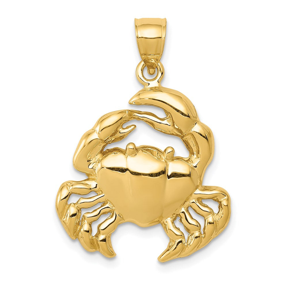 14k Yellow Gold 20 mm Polished Crab Pendant (2.76 grams)