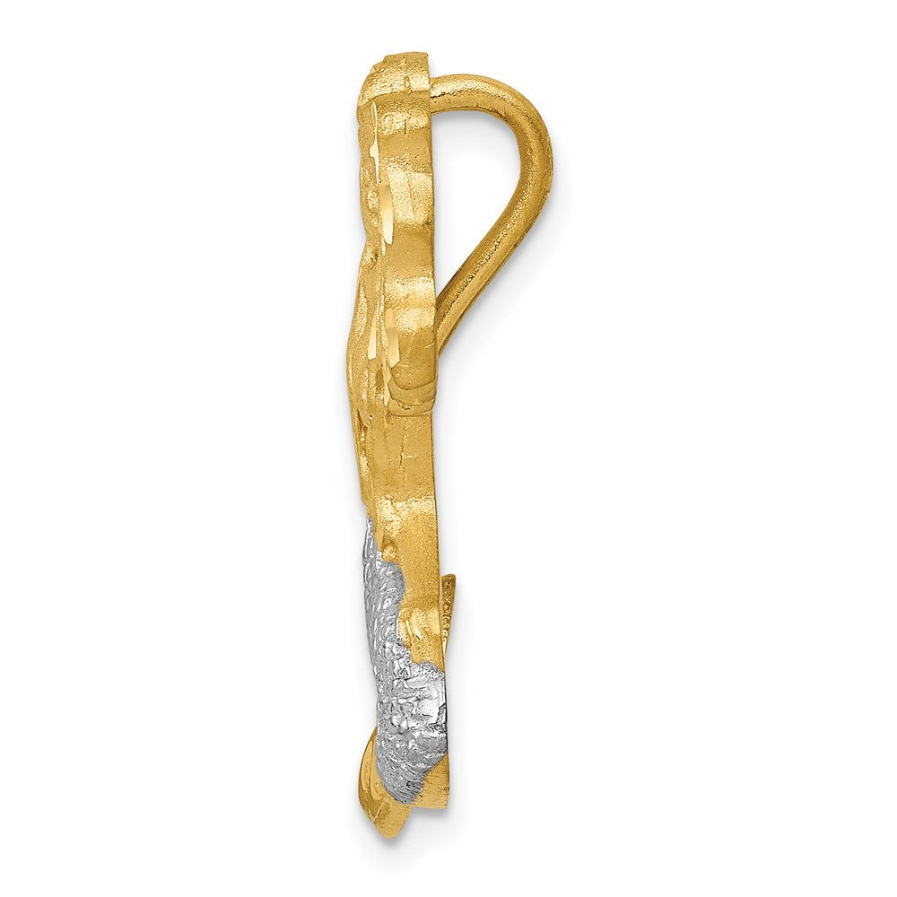 14k Yellow & Rhodium 18 mm Satin D/C Mermaid Chain Slide (3.79 grams)