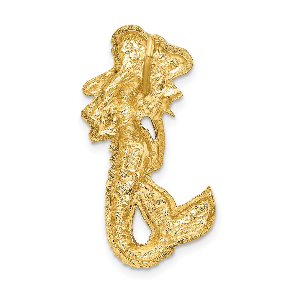 14k Yellow Gold 17.5 mm Polished and Satin Diamond-cut Mermaid Chain Slide (3 grams)