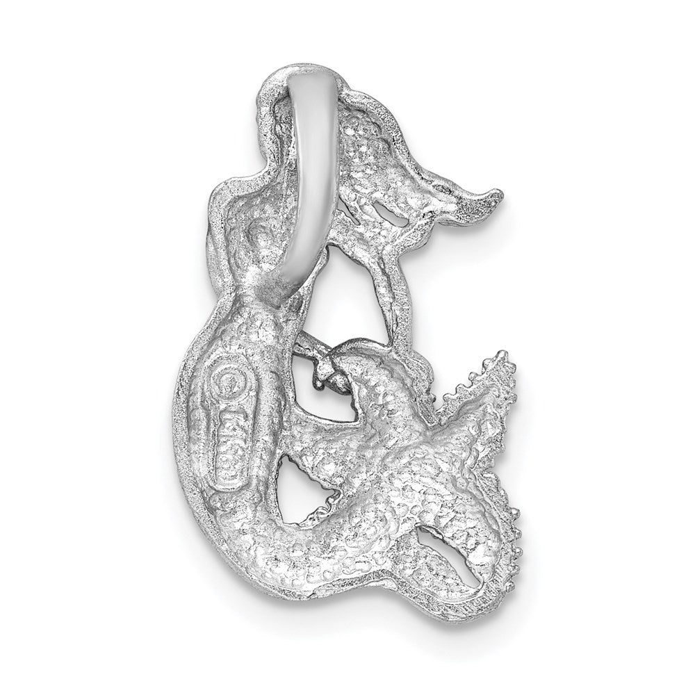 14k White Gold 13.5 mm Satin and Diamond-Cut Mermaid Slide (1.76 grams)