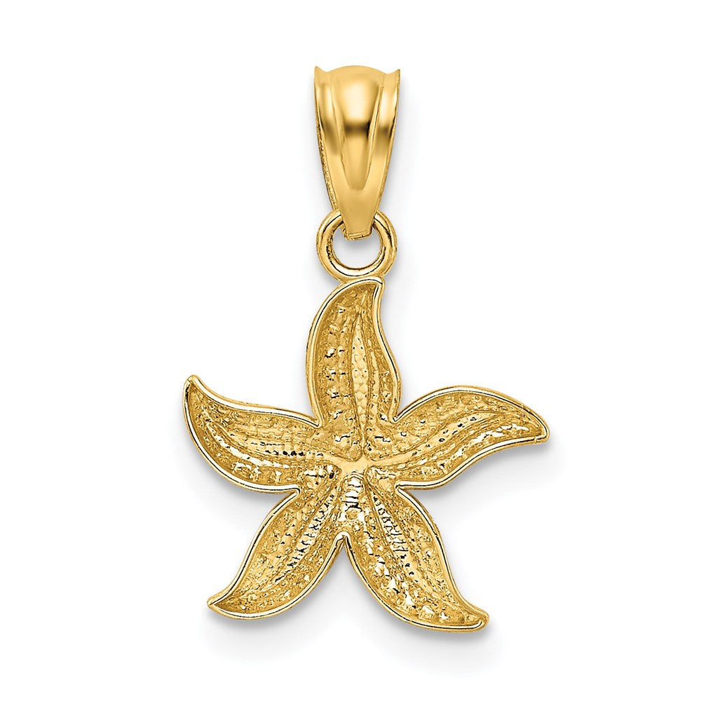 14k Yellow & Rhodium 12 mm Diamond-cut Starfish Pendant (0.54 grams)