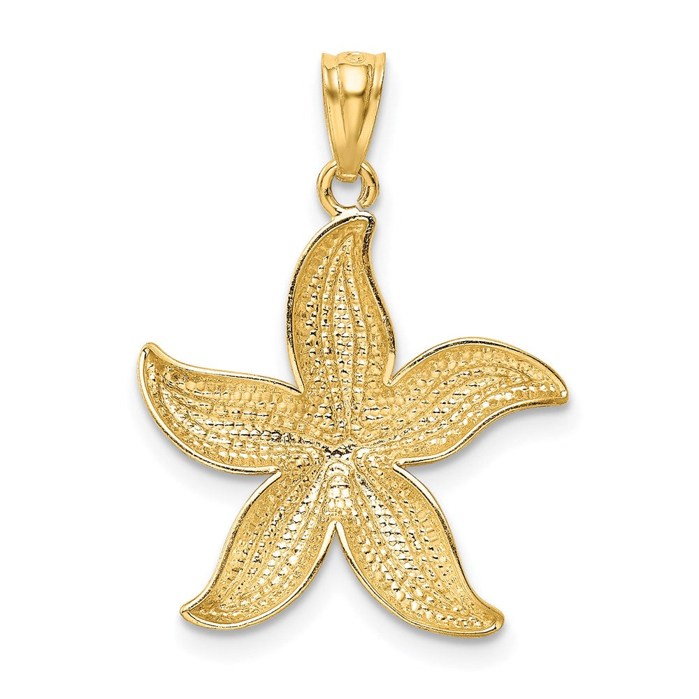 14k Yellow & Rhodium 18.5 mm Diamond-cut Starfish Pendant (1.52 grams)