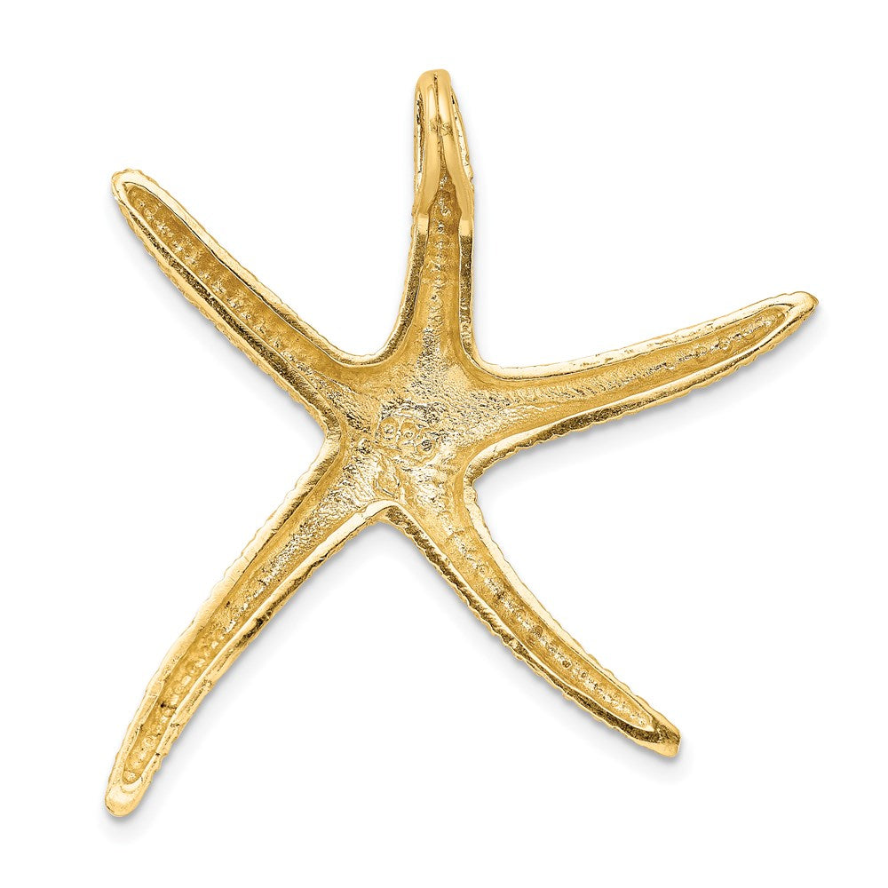 14k Yellow Gold 33 mm Textured Diamond-cut Starfish Slide (3.88 grams)