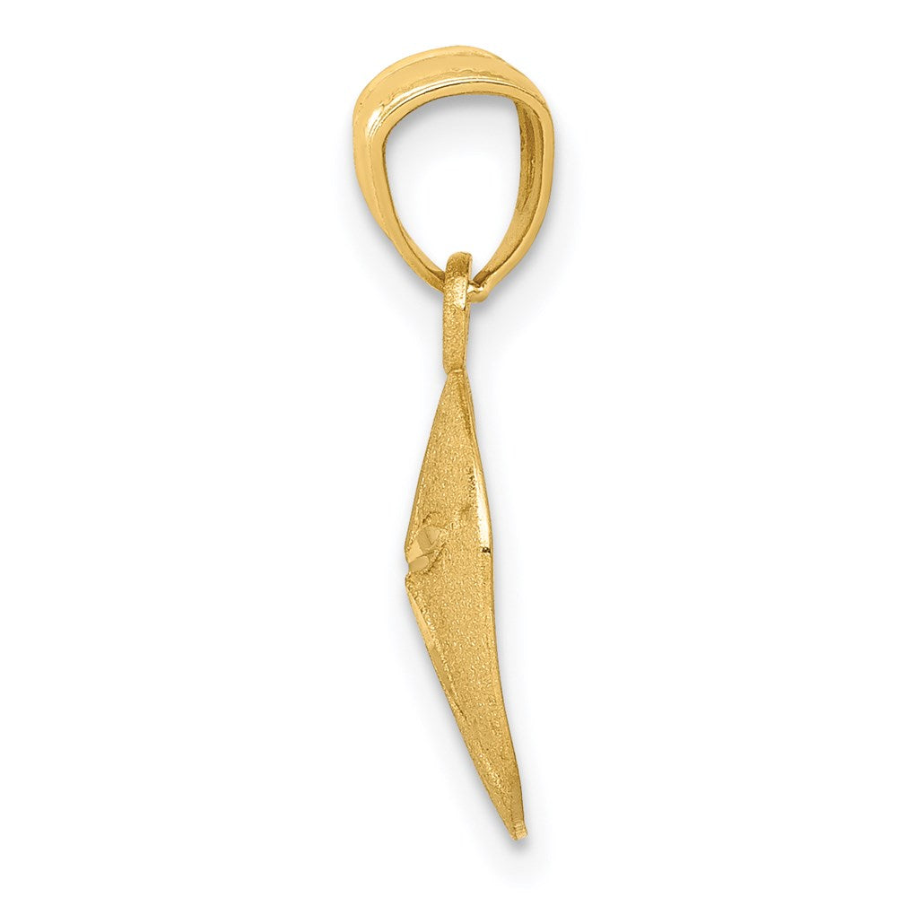 14k Yellow Gold 10.5 mm Satin Diamond-cut Sand Dollar Pendant (0.58 grams)