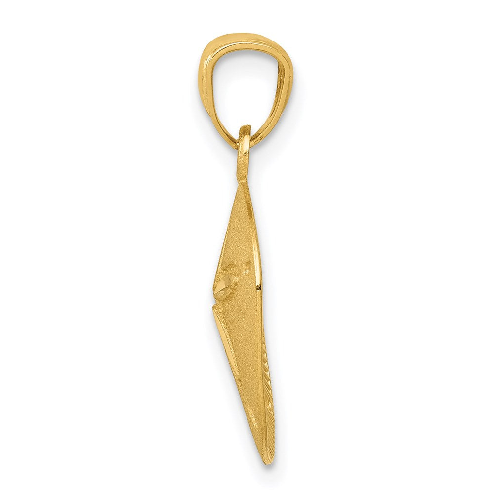 14k Yellow Gold 13 mm Satin Diamond-cut Sand Dollar Pendant (0.8 grams)