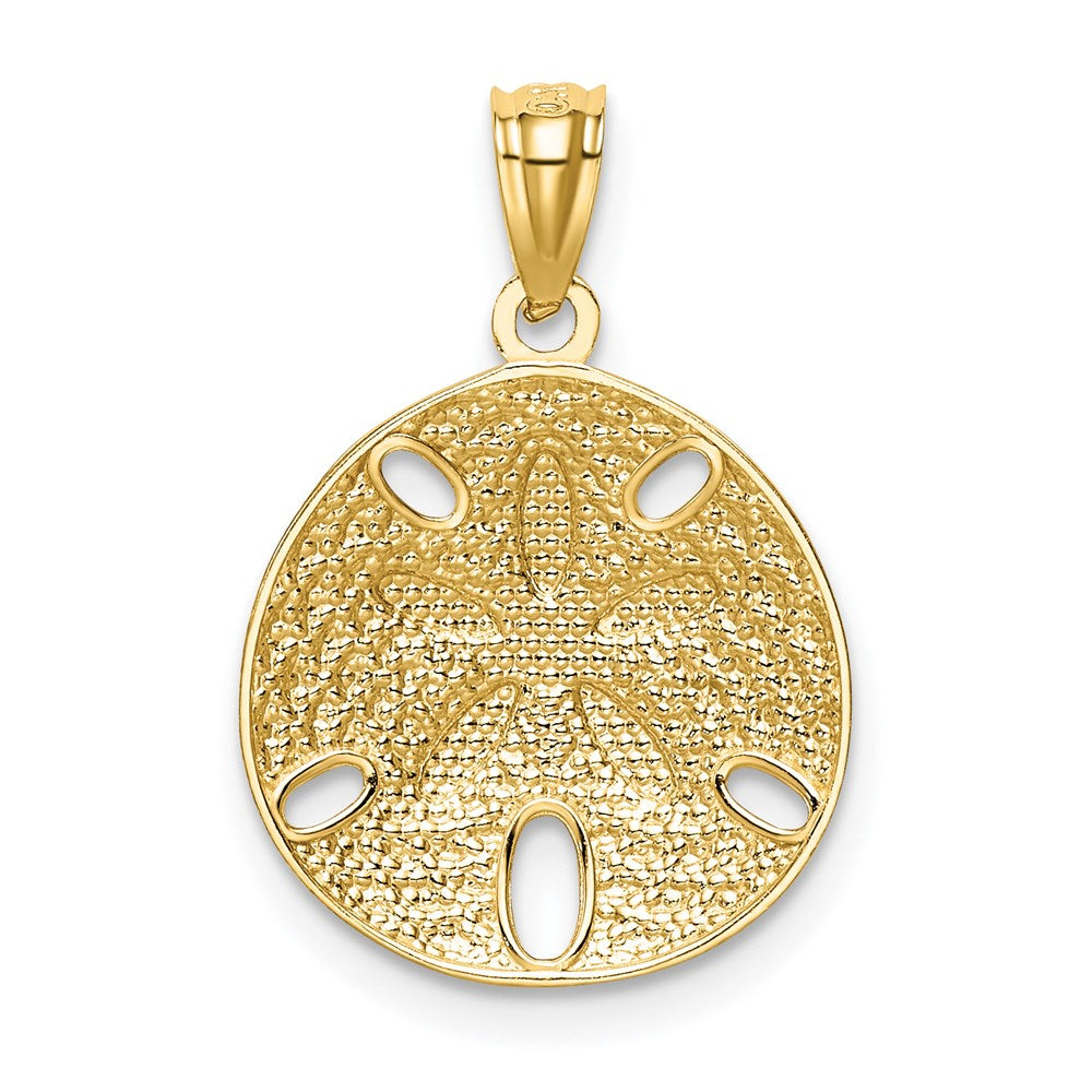 14k Yellow & Rhodium 15 mm Diamond-cut Polished Sand Dollar Pendant (1.06 grams)