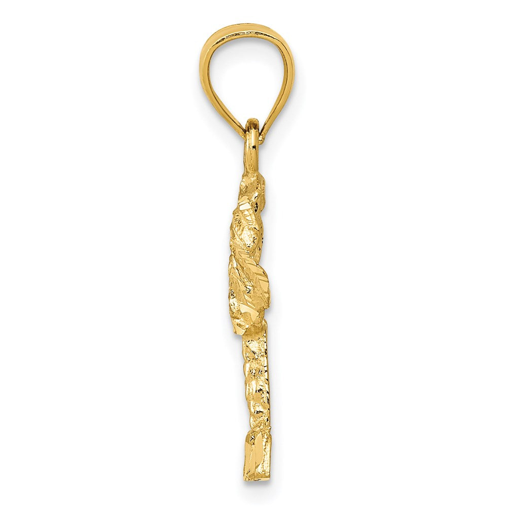 14k Yellow Gold 10 mm Polished Diamond-cut Palm Tree Pendant (1.16 grams)