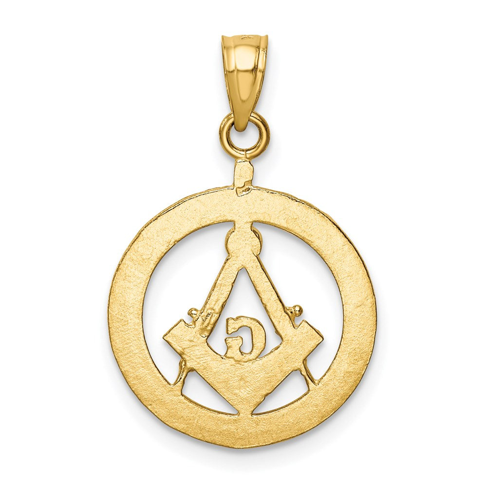 14k Yellow Gold 16 mm Polished and Diamond-cut Masonic Symbol Pendant (1.18 grams)