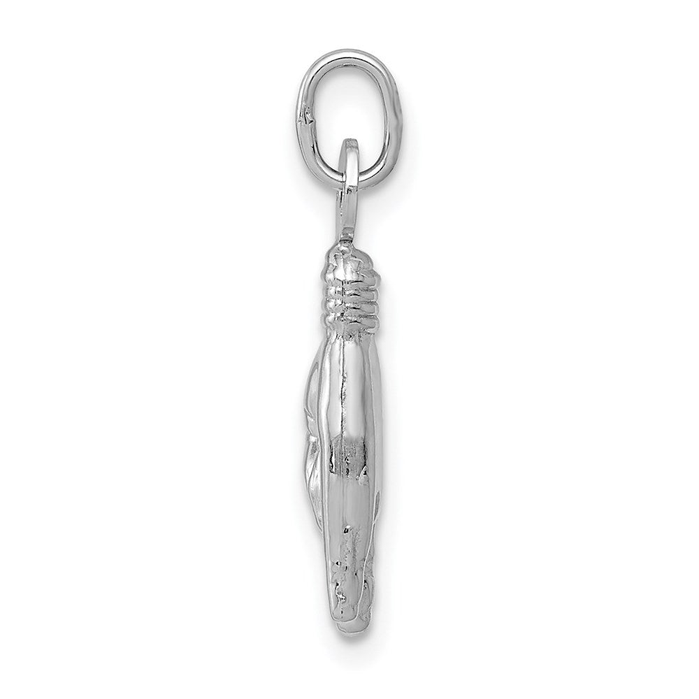 14k White Gold 5.5 mm 3D Rock On Sign Charm (0.42 grams)