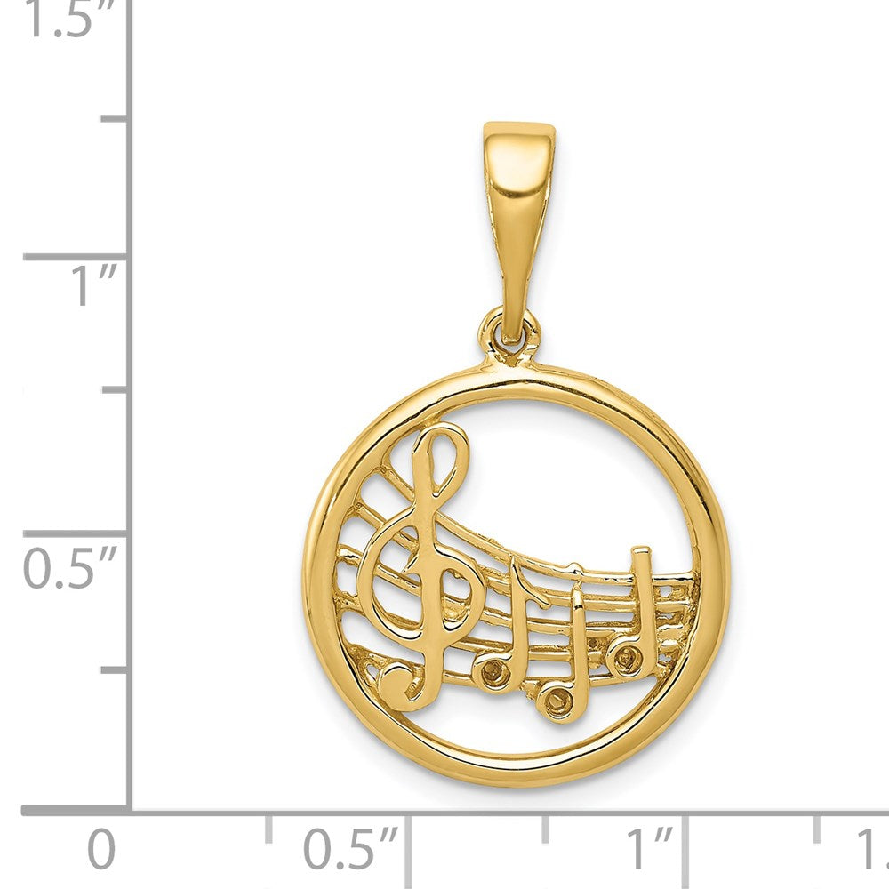 14k Yellow Gold 19.5 mm Gold Polished Musical Notes Pendant (2.18 grams)