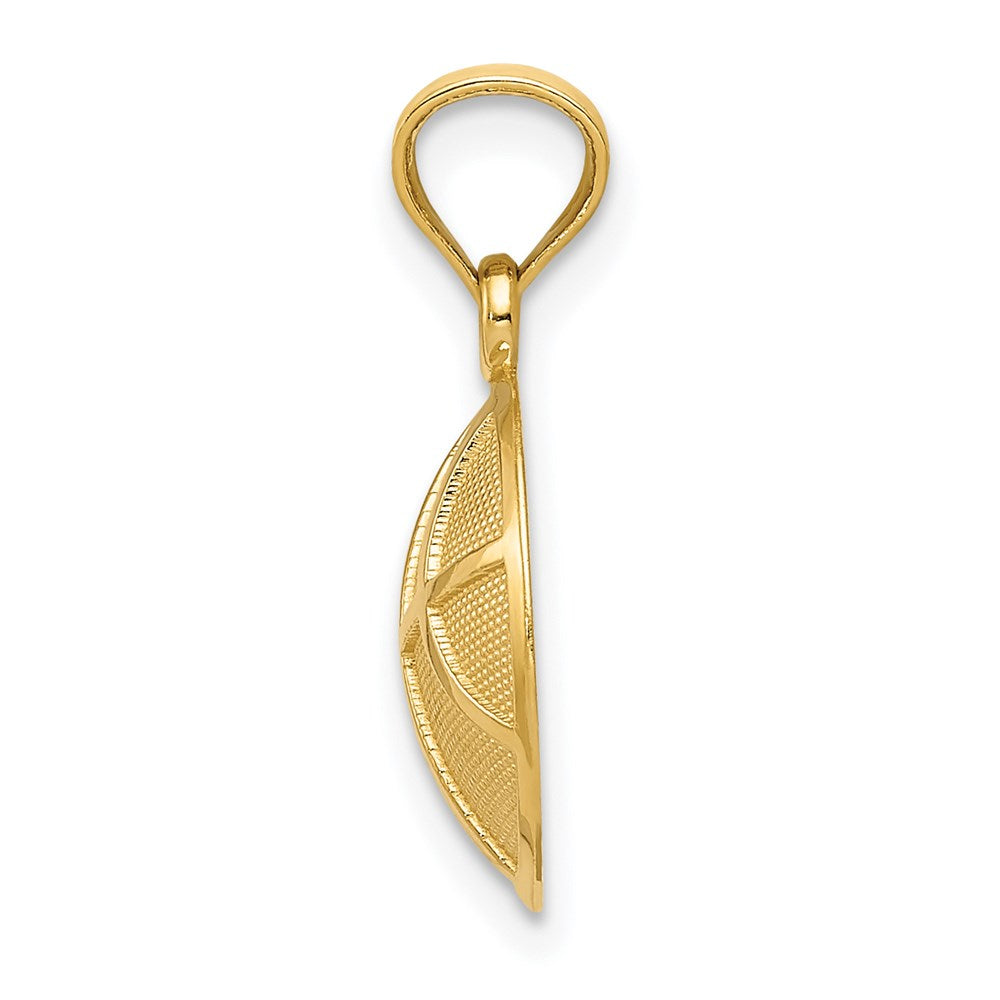 14k Yellow Gold 12.5 mm Satin and Polished Basketball Pendant (1.18 grams)