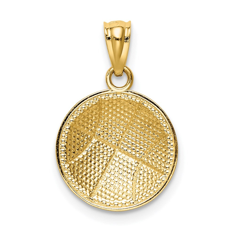 14k Yellow Gold 12.5 mm Satin and Polished Basketball Pendant (1.18 grams)