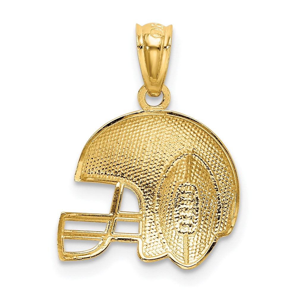 14k Yellow & Rhodium 13.5 mm Satin/Polished Football Helmet Pendant (0.7 grams)