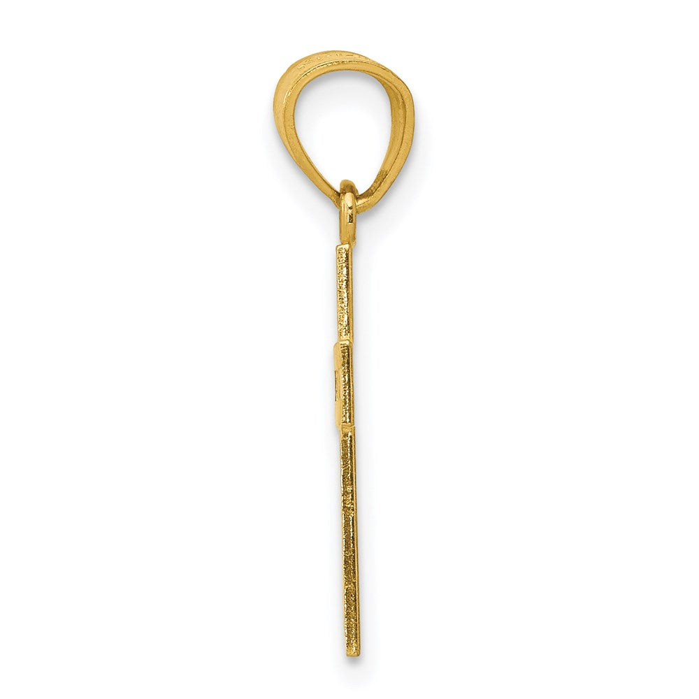 14k Yellow Gold 9.95 mm Diamond-cut Cross w/X Center Pendant (0.46 grams)