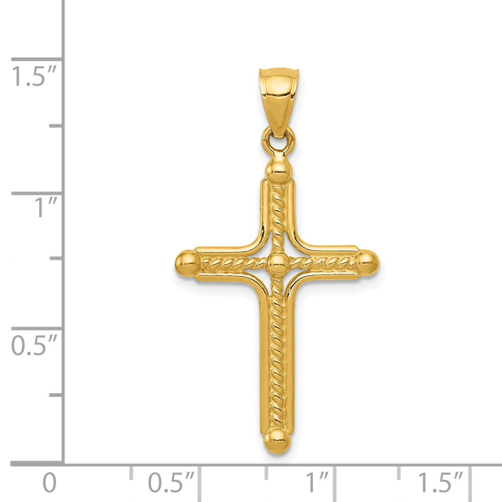 14k Yellow Gold 16.7 mm Polished Braided Cross Pendant (1.68 grams)