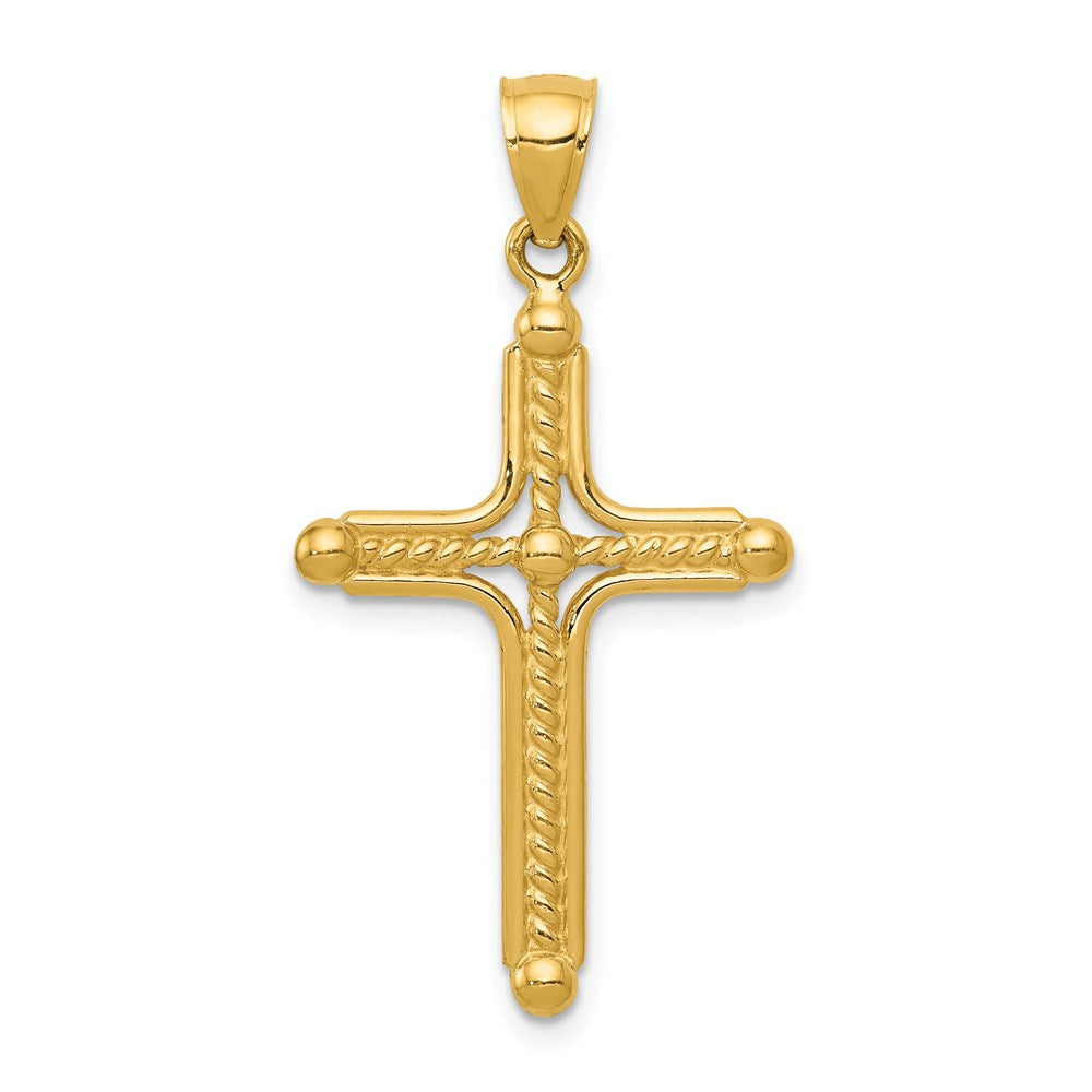14k Yellow Gold 16.7 mm Polished Braided Cross Pendant (1.68 grams)