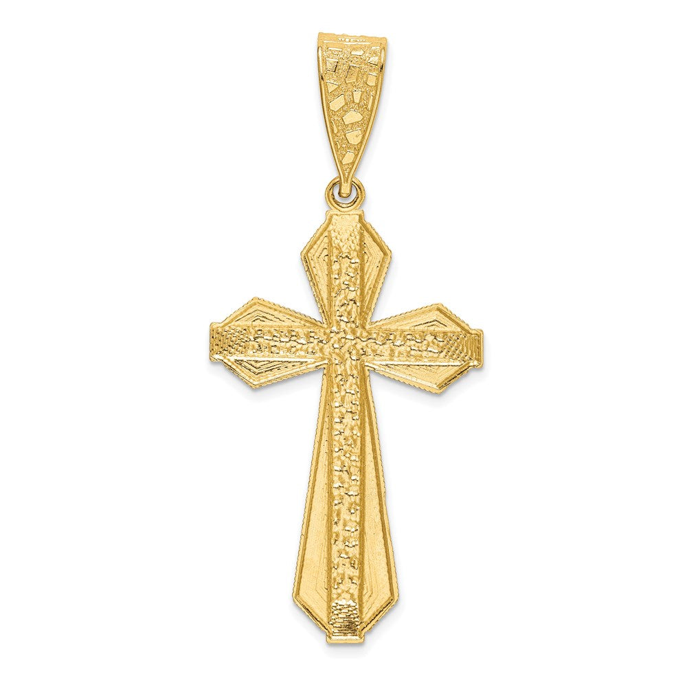 14k Yellow Gold 25 mm Diamond-cut Center Cross Pendant (4.13 grams)