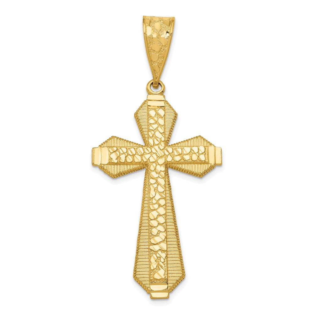 14k Yellow Gold 25 mm Diamond-cut Center Cross Pendant (4.13 grams)