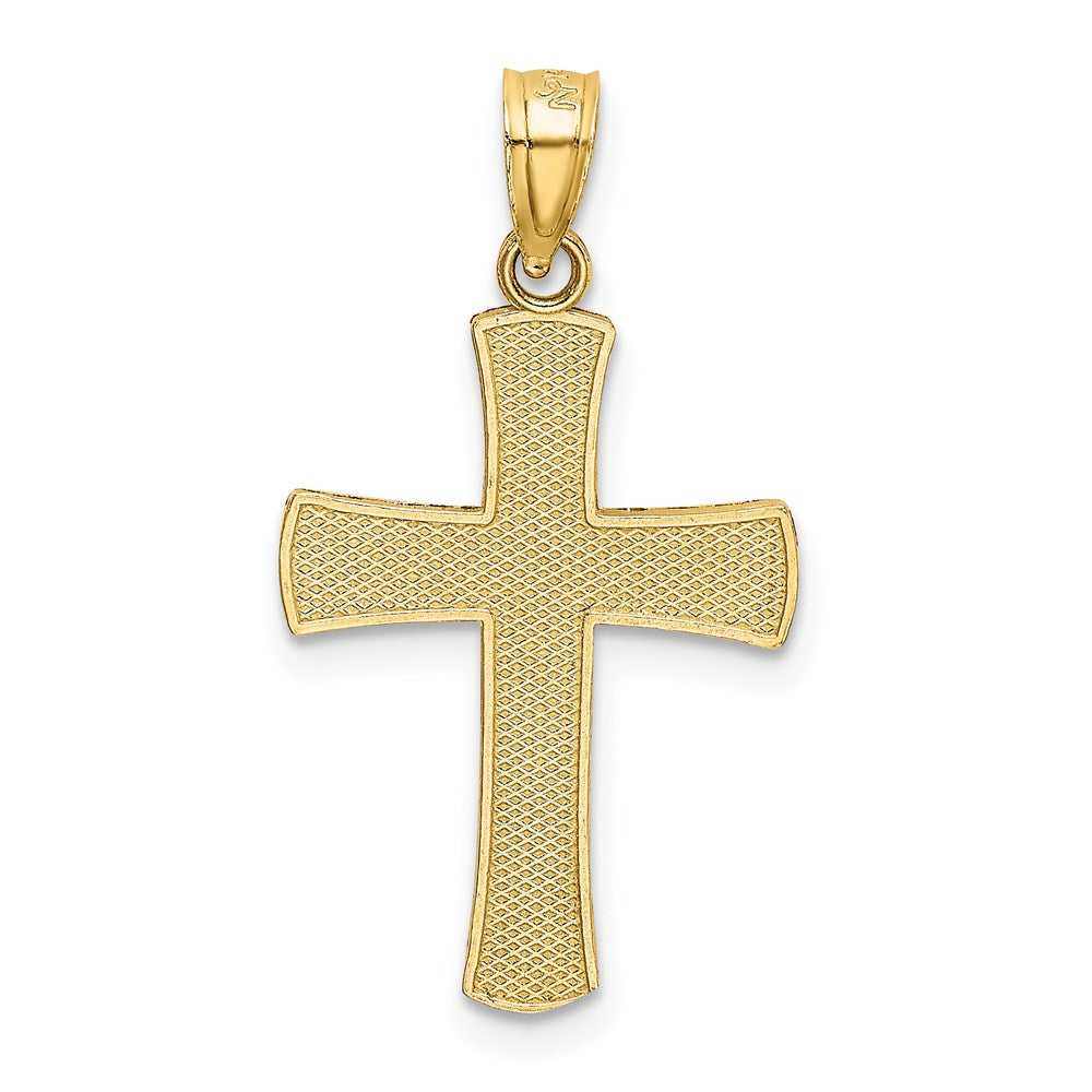 14k Yellow Gold 15.2 mm Diamond-cut Latin Cross Pendant (1.21 grams)