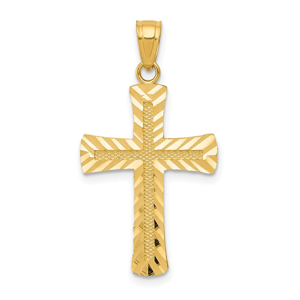 14k Yellow Gold 15.2 mm Diamond-cut Latin Cross Pendant (1.21 grams)