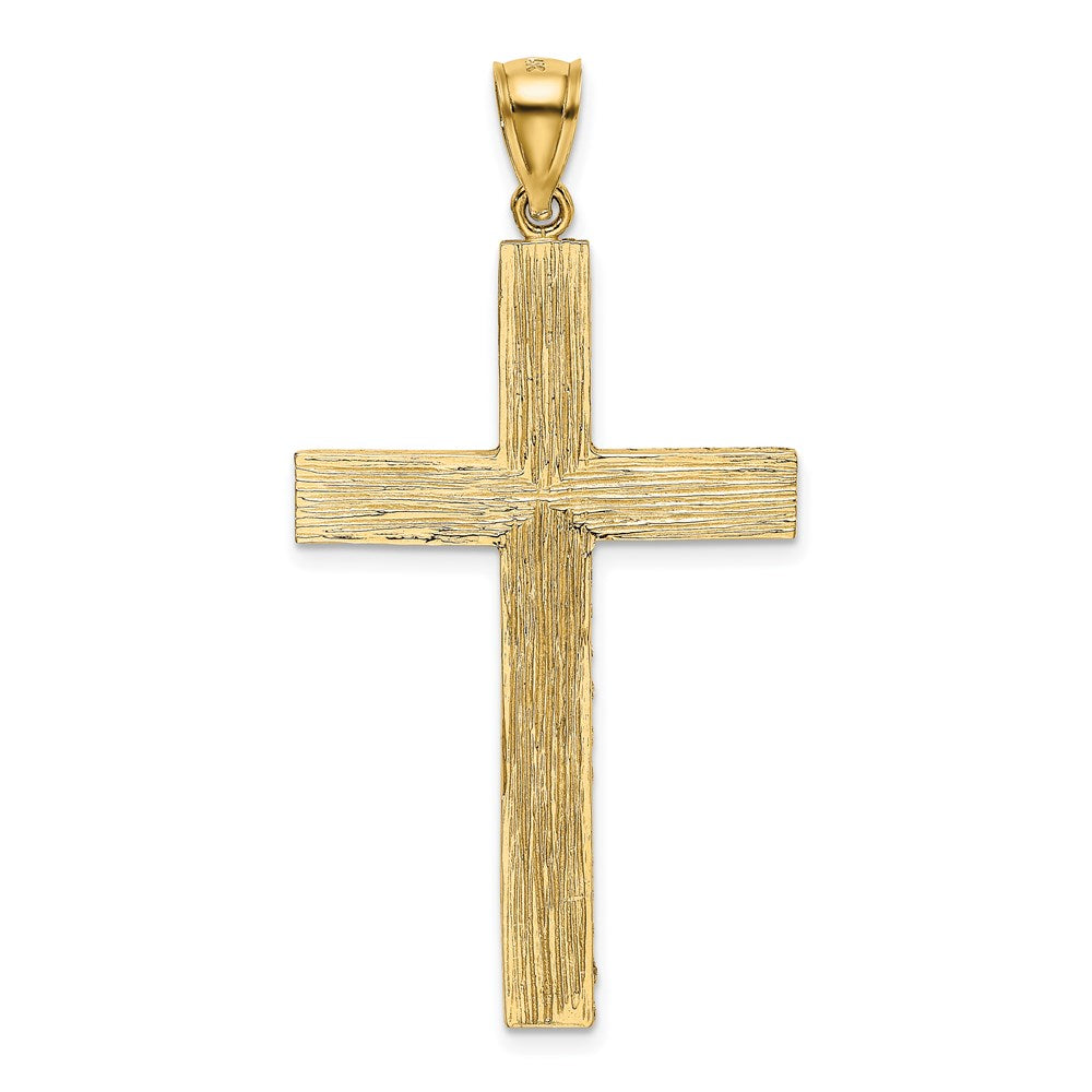 14k Yellow Gold 24.9 mm Polished and Textured Diamond-cut Latin Cross Pendant (2.96 grams)