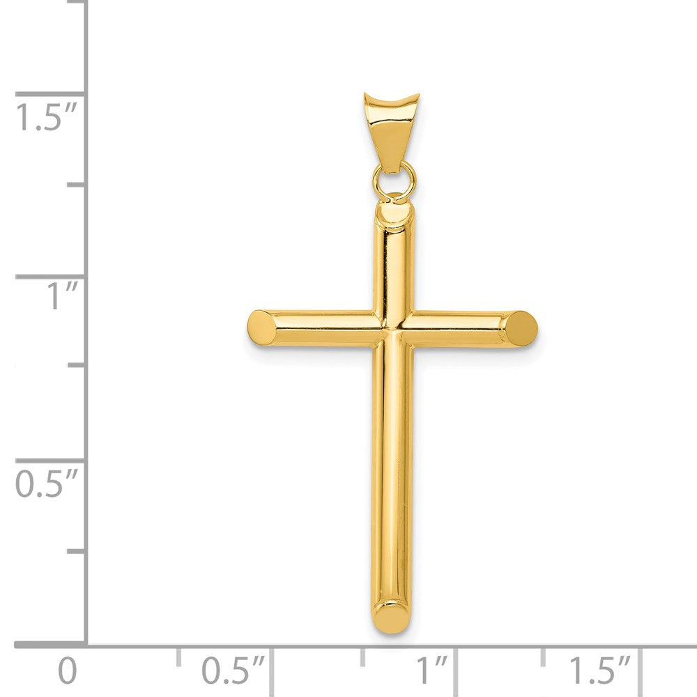 14k Yellow Gold 20.3 mm Polished Tube Cross Pendant (1.23 grams)