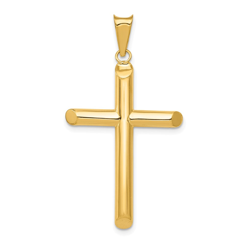 14k Yellow Gold 22.1 mm Polished Tube Cross Pendant (1.47 grams)