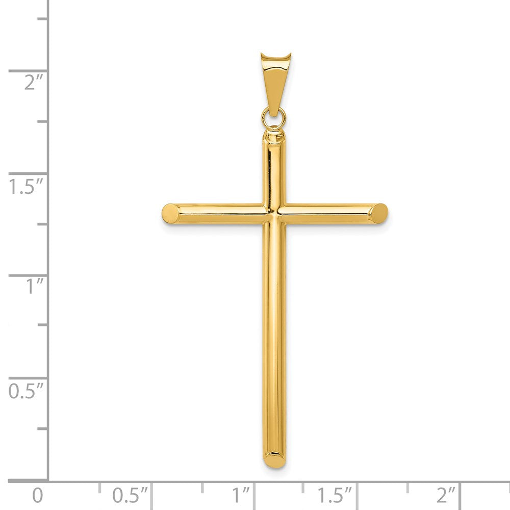 14k Yellow Gold 29.17 mm Polished Tube Cross Pendant (1.69 grams)