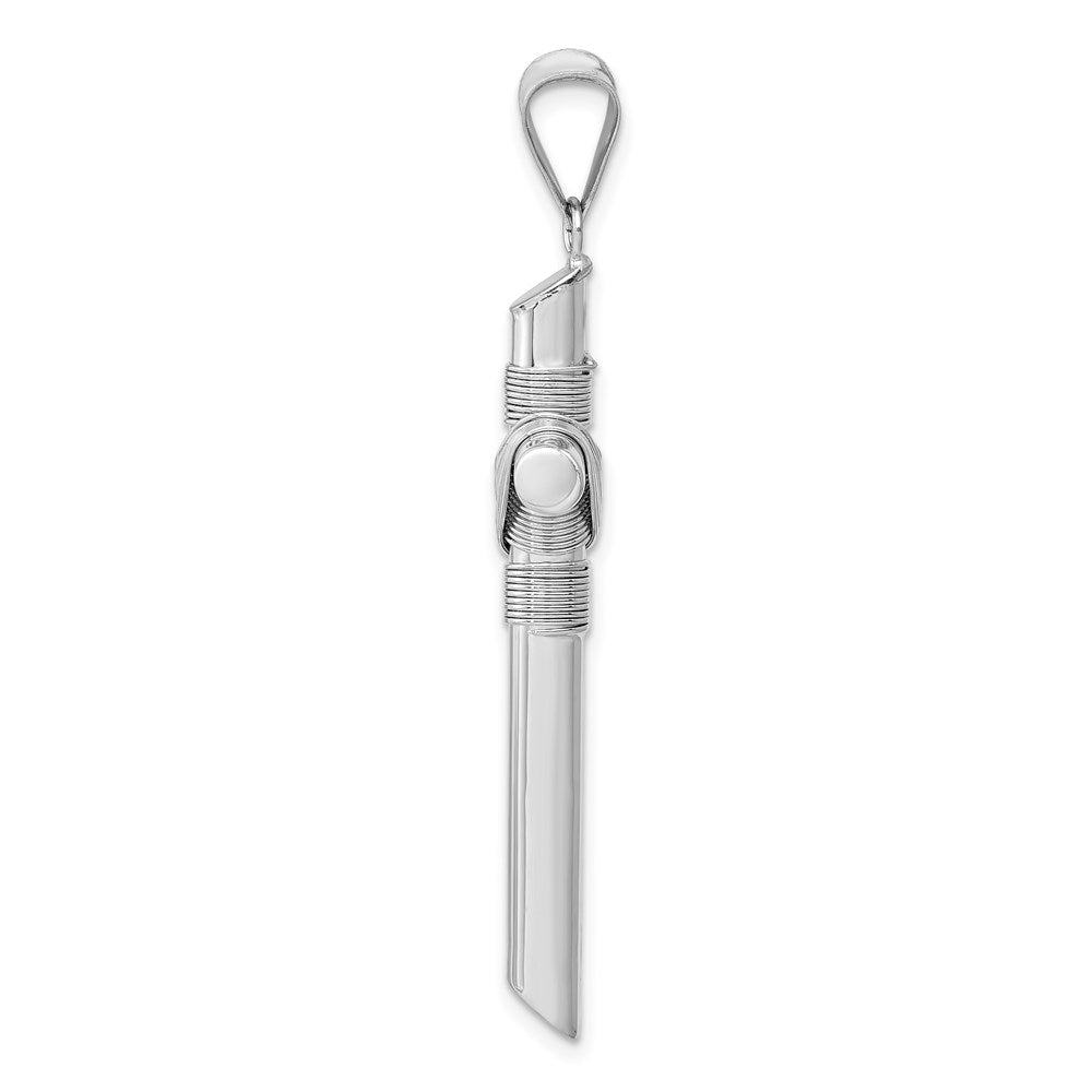 14k White Gold 22.53 mm w/Center Wrap Tube Cross Pendant (2.21 grams)