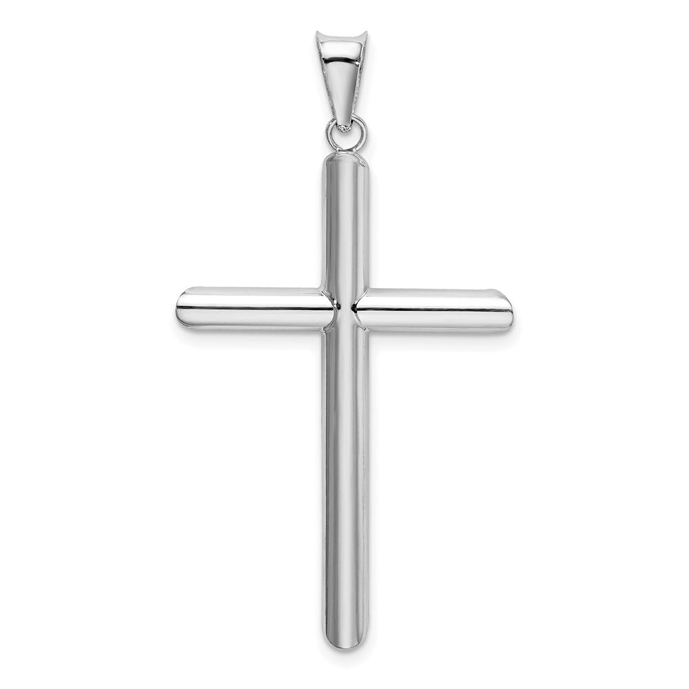 14k White Gold 24.3 mm Polished Tube Cross Pendant (1.81 grams)