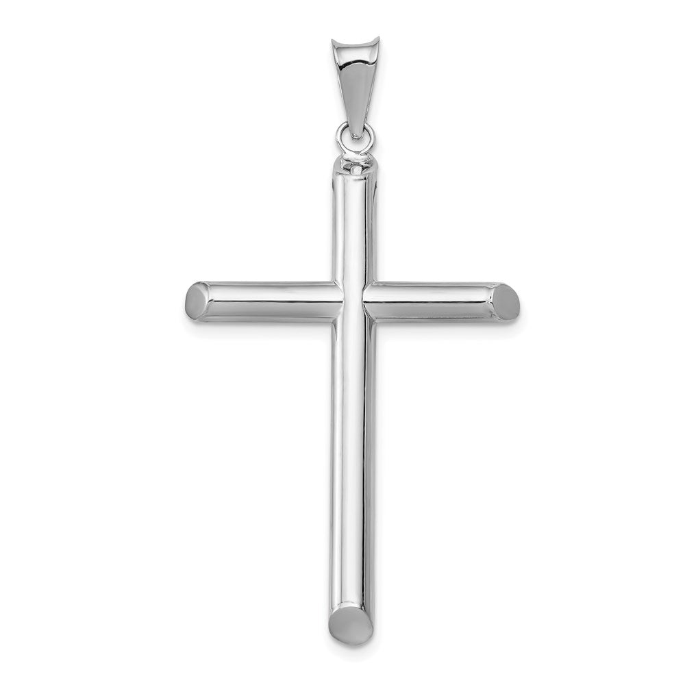 14k White Gold 24.3 mm Polished Tube Cross Pendant (1.81 grams)