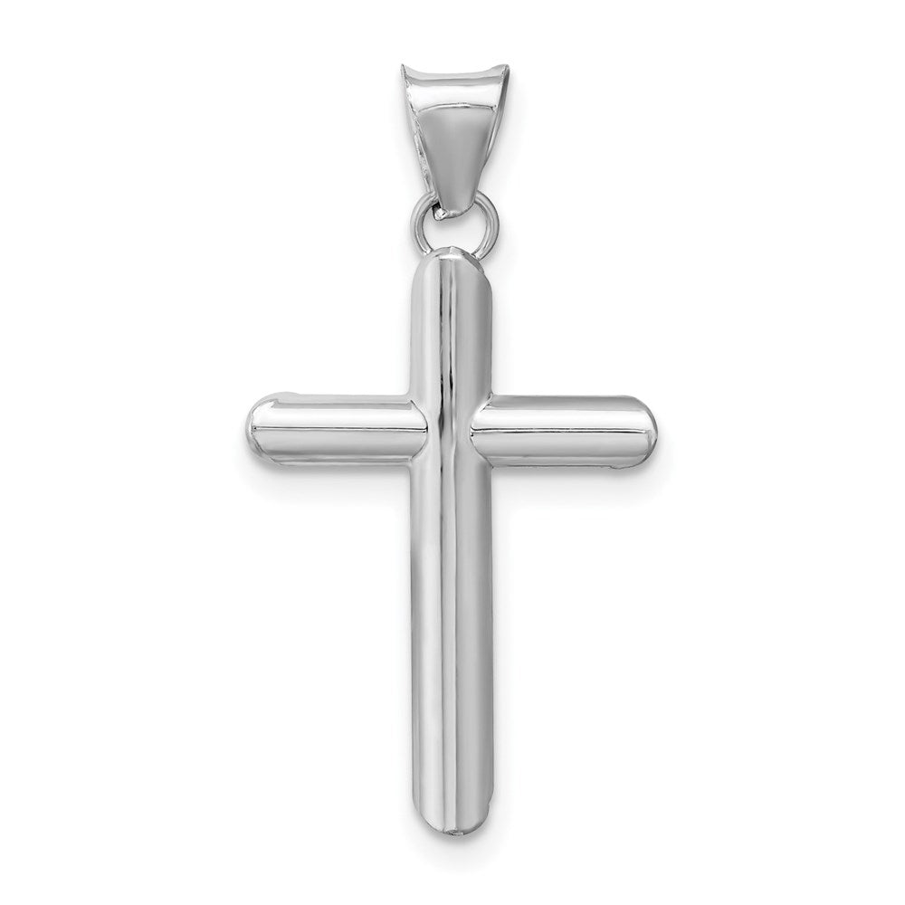 14k White Gold 14.7 mm Polished Tube Cross Pendant (1.04 grams)