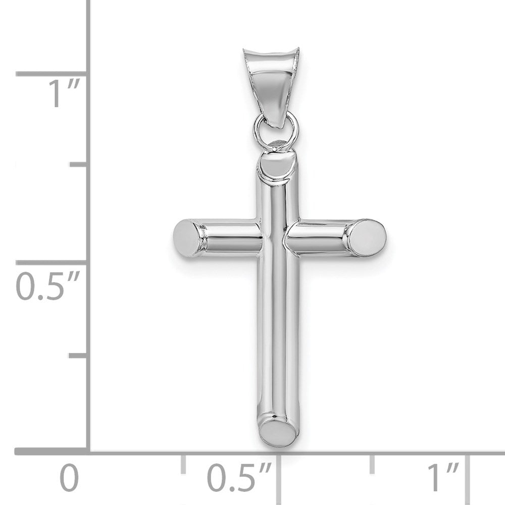 14k White Gold 14.7 mm Polished Tube Cross Pendant (1.04 grams)