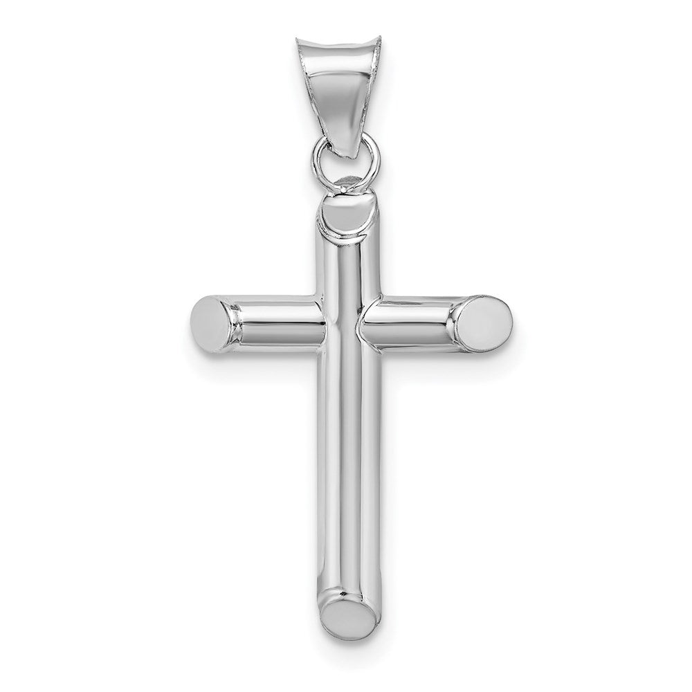 14k White Gold 14.7 mm Polished Tube Cross Pendant (1.04 grams)