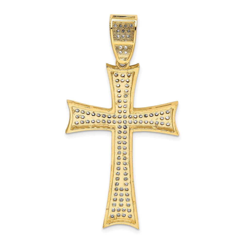 14k Yellow & Rhodium 24.5 mm Micro Pav‚Äö CZ Large Cross Pendant (5.81 grams)