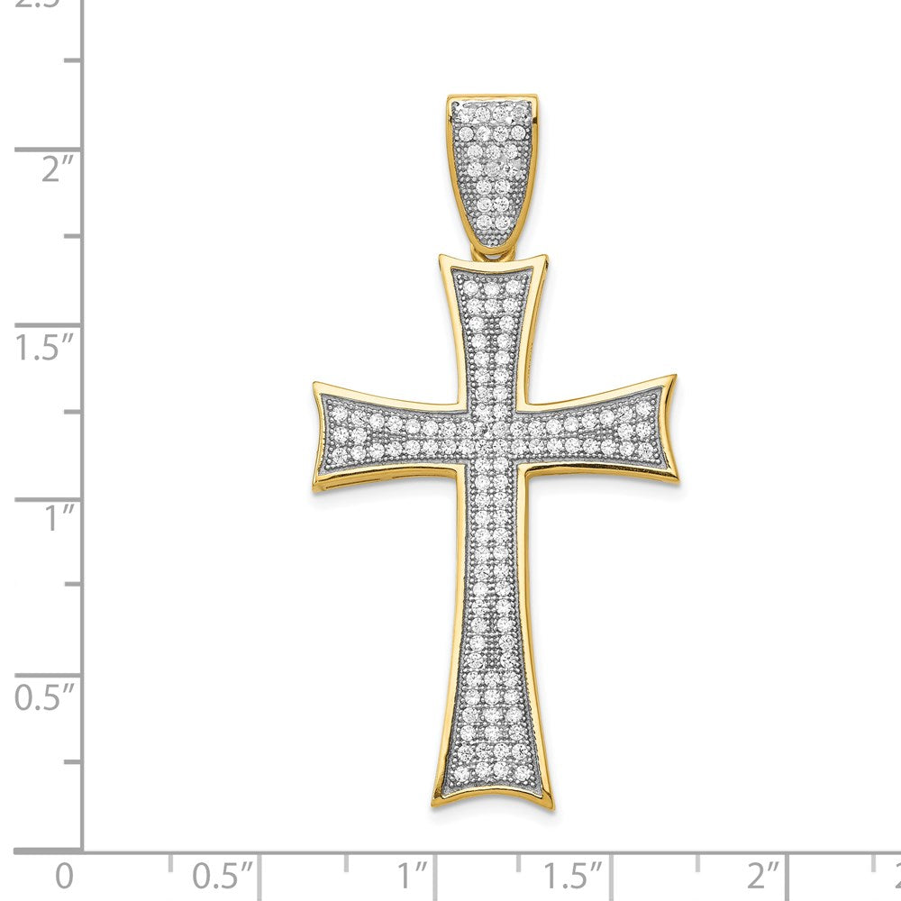 14k Yellow & Rhodium 24.5 mm Micro Pav‚Äö CZ Large Cross Pendant (5.81 grams)