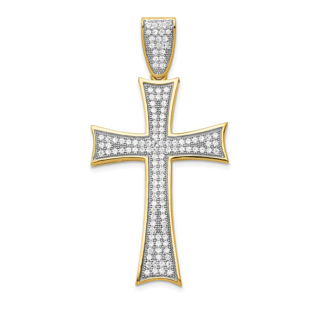 14k Yellow & Rhodium 24.5 mm Micro Pav‚Äö CZ Large Cross Pendant (5.81 grams)
