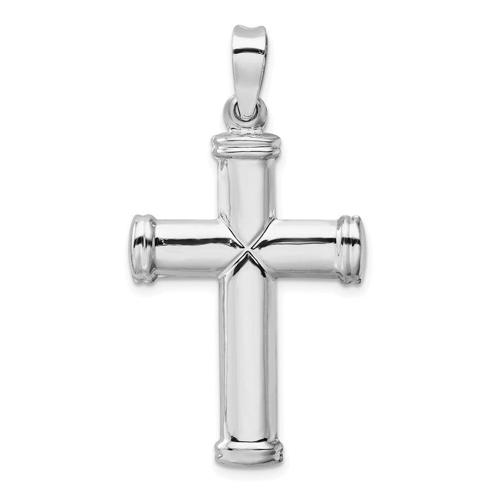 14k White Gold 24.8 mm Polished Stamping Cross Pendant (2.04 grams)